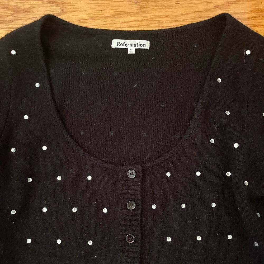 Reformation Nathalia Regenerative Wool Cardigan in Black Size M - Picture 3 of 6